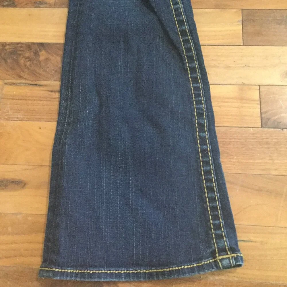True Religion low rise destressed jeans tall size 30 33 inch inseam dark wash - Picture 3 of 5